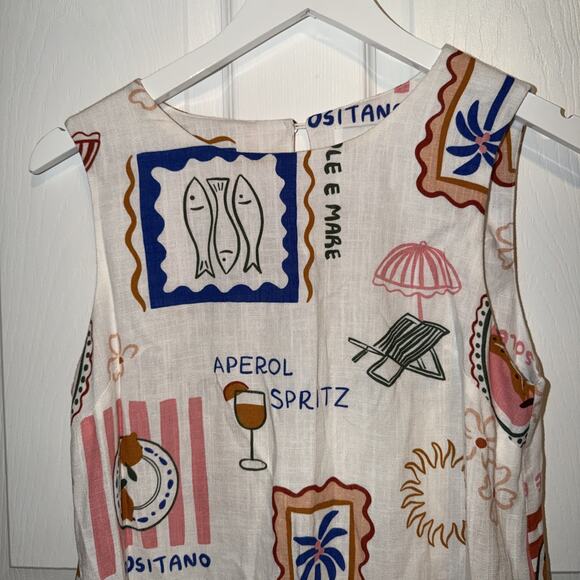 Paper Heart Women’s Dress Size XS Italian Print Linen Blend Mini Short - Picture 2 of 5